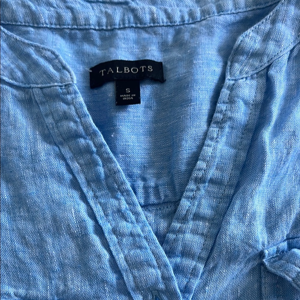 Talbots Sky Blue Linen Blouse - Picture 11 of 14